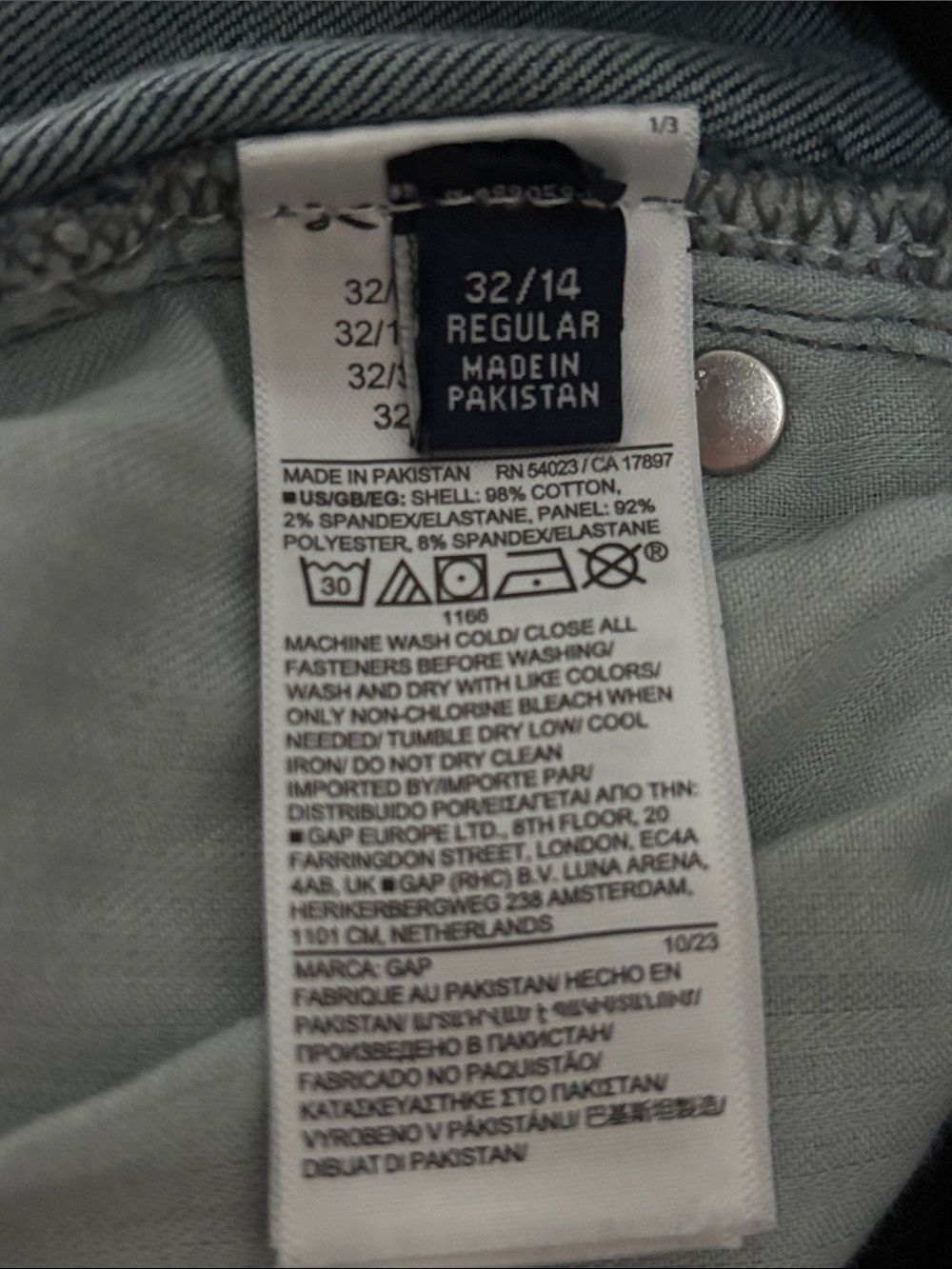 GAP Maternity Full-Panel Vintage Slim Jeans with Adjustable Waist Size 32/14 EUC - Picture 5 of 6